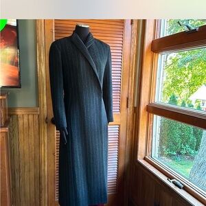 Giorgio Armani Black Pinstripe Long Coat